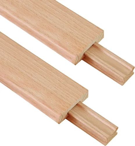 Diapositiva de cajón de madera con revestimiento de cera de 14.2 pulgadas, 2 piezas, pista de guía central de madera tradicional clásica