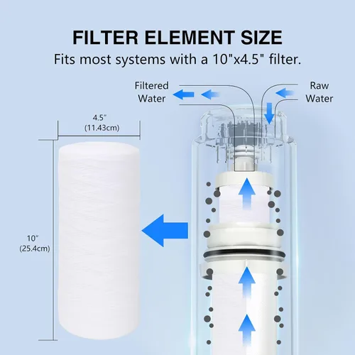Miniatura 4 de BLUERISE Cartucho de repuesto de filtro de agua para toda la casa de 5 micrones, 10 x 4.5 pulgadas, para sedimentos, sistema de filtración RO