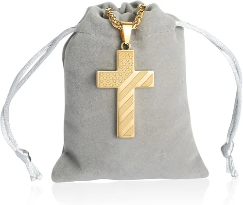 Miniatura 6 de DuoDiner Collar de cruz de acero inoxidable de 24 pulgadas con dije de versículo de la Biblia para hombres y niños