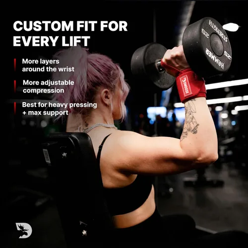 Miniatura 7 de DMoose Fitness Muñequeras para levantamiento de pesas de 18 pulgadas – Envoltura de gimnasio resistente con lazo para el pulgar para apoyo y alivio