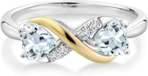 Miniatura 29 de Gemstone Birthstone and Lab Grown Diamond Accents Eternal Love Infinity Ring for Women 925 Silver and 10K Yellow Gold Heart Shape 5MM & Round