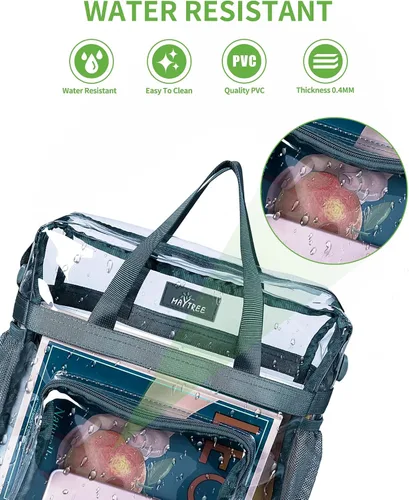 Miniatura 56 de MAY TREE Bolsa transparente para eventos en estadios de 12 x 6 x 12 pulgadas, bolsa de almuerzo transparente con correas reforzadas para trabajo