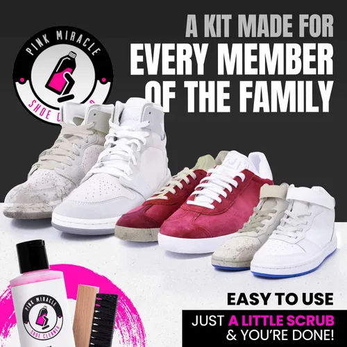 Miniatura 6 de Kit de Limpiador de Zapatos Pink Miracle con Botella y Cepillo para Limpiador de Tela para Cuero, Blancos, Ante y Zapatillas Deportivas de Nubuck