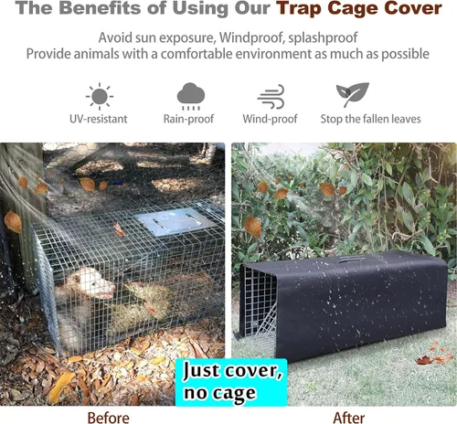 Miniatura 5 de Funda para jaula de animales vivos, trampa para gatos callejeros de 32 pulgadas, trampa plegable con puerta real para mapaches, zarigüeyas