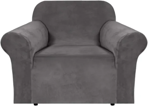 Miniatura 58 de H.VERSAILTEX Funda de terciopelo elástico para sillón, funda para sillón de 1 cojín para sala de estar, funda de muebles hecha de terciopelo grueso