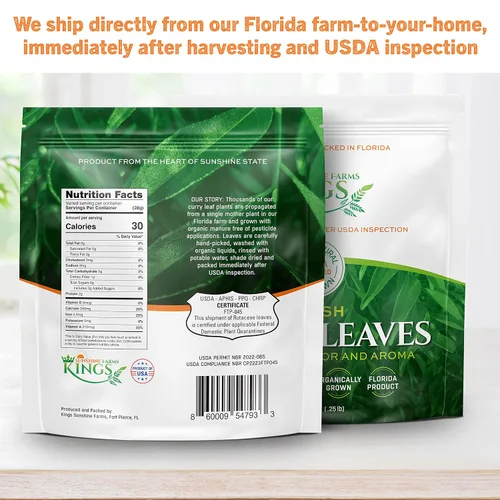 Miniatura 2 de Hojas de curry frescas - 4 oz - Paquete de $3.74 por oz - Inspeccionado por el USDA en el sitio, cultivado en Florida, altamente aromático y sabroso