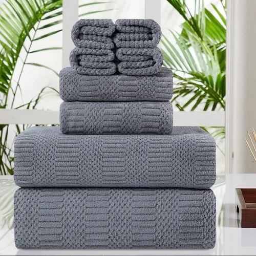 Miniatura 33 de Juego de 8 toallas de baño extra grandes azules - 2 toallas de baño extra grandes, 2 toallas de mano, 4 toallas faciales - 600GSM suaves, altamente