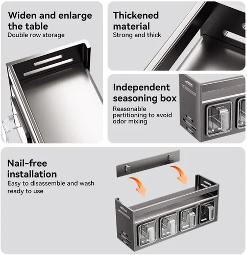 Miniatura 3 de Estante de especias de cocina para colgar en la pared, caja de condimentos sobre la estufa, estante colgante para condimentos, organizador de tarros