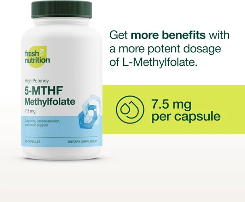 Miniatura 3 de Fresh Nutrition L Metilfolato 7.5mg - Máxima potencia - Biodisponibilidad superior - 5-MTHF metil folato para el estado de ánimo, cognición, 7.5mg
