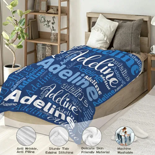 Miniatura 3 de Manta con nombre personalizada para niños, manta con nombre de bebé personalizada para niños y niñas, manta de nombre personalizada súper suave