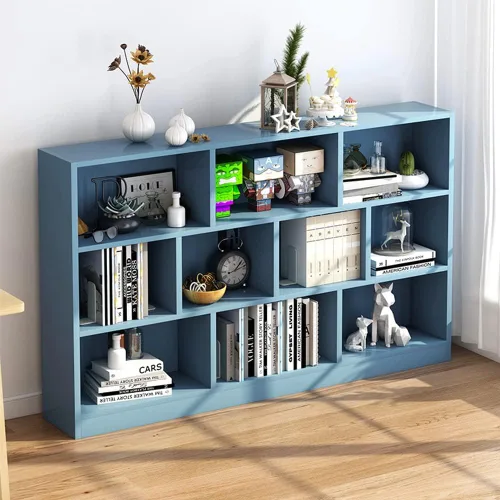 Miniatura 8 de IOTXY Estantería Baja con Estante Abierto - Gabinete Organizador de Exhibición de Pie de Madera de 3 Niveles con Base, Estantería Horizontal Corta