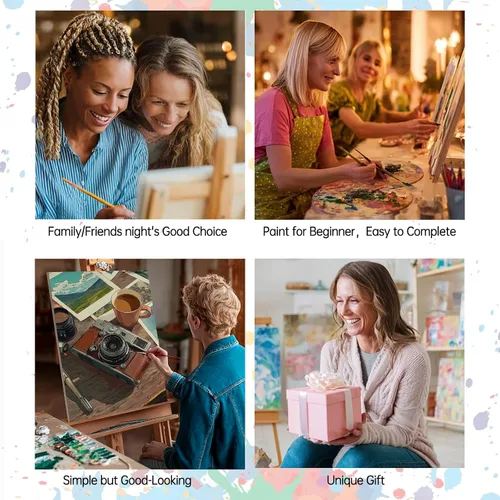 Miniatura 6 de Tucocoo Paquete de 6 pinturas por números para adultos, pintura de café por números para adultos principiantes, desayuno acogedor, kit de pintura
