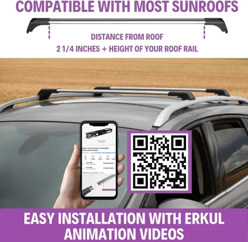 Miniatura 5 de ERKUL Barras transversales para portaequipajes para Mercedes Benz GLB 2020-2026 Barras transversales de aluminio con bloqueo antirrobo para techo