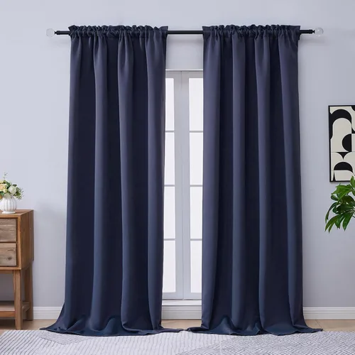 Miniatura 159 de OVZME Cortinas opacas turquesa para tratamiento de ventanas pequeñas, cortinas cortas con bloqueo de luz para ventana de cocina sobre el fregadero