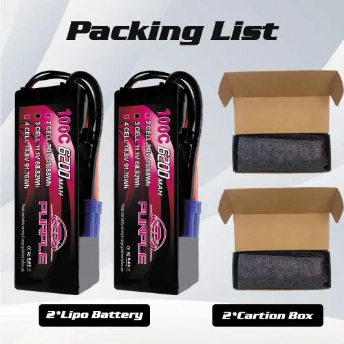 Miniatura 6 de CNHL Purple Series 6200mAh 3S Lipo Battery 100C - Carcasa rígida de 11,1 V con enchufe EC5 para automóviles a control remoto, camiones, barcos