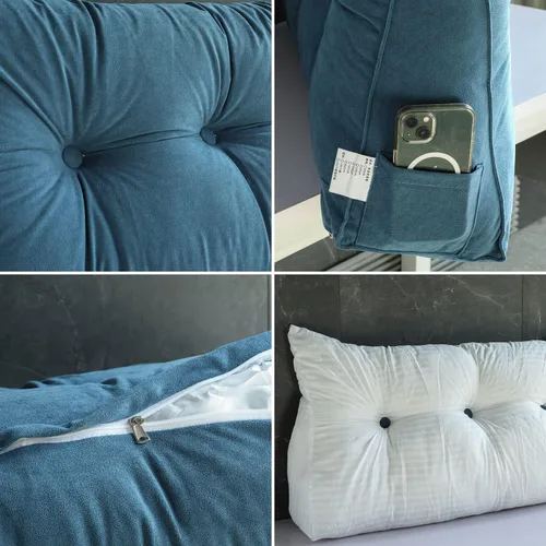 Miniatura 12 de Almohada de cuña para cabecera para dormir, almohadas de descanso de espalda con funda extraíble, almohada de lectura triangular para sentarse