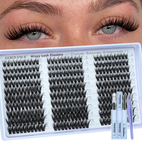 Miniatura 13 de Goddvenus BUNNY - Kit de racimos de pestañas de manga natural, extensiones de pestañas en racimo de hadas, extensiones de pestañas individuales, kit