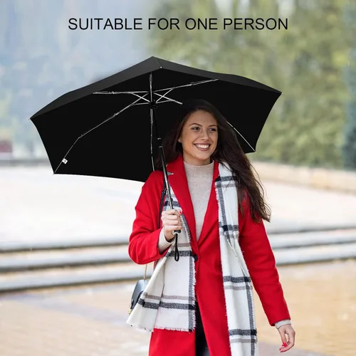 Miniatura 83 de LEAGERA Paraguas de viaje compacto para bolso, mango plano, impermeable para lluvia ligera