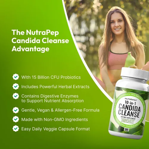 Miniatura 5 de NutraPep Candida Cleanse - Suplemento de desintoxicación – Apoyo natural para el crecimiento excesivo de levadura para mujeres y hombres