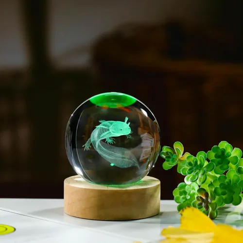 Miniatura 5 de Regalos de ajolote 3D para mujer, bola de cristal de 2.362 in, figuras de ajolote, decoración de animales de cristal, artículos de animales