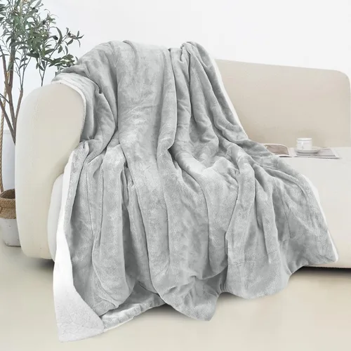 Miniatura 25 de Elegant Comfort - Manta reversible y ultra suave de franela con forro polar - Manta de sherpa navideña de invierno - Ligera, suave y acogedora