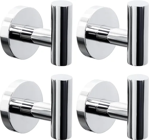 Miniatura 9 de Kruodop Ganchos para toallas de baño, 2 paquetes de soporte para toallas de pared, gancho negro mate para bata de pared, gancho de acero inoxidable
