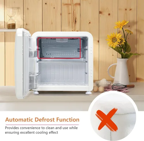 Miniatura 4 de COSTWAY Mini refrigerador de 1.6 pies cúbicos, refrigerador compacto con descongelación automática, puerta reversible individual, termostato Blanco