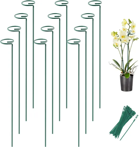 Miniatura 8 de Joyhalo Paquete de 12 estacas para plantas, estacas de soporte para plantas de 16 pulgadas, soporte de palos para plantas con 24 lazos giratorios