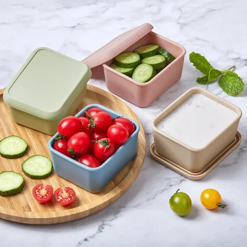 Miniatura 7 de ISSEVE Contenedores de aperitivos de silicona de 8oz para niños, 1 taza de contenedores pequeños reutilizables con tapas, contenedores
