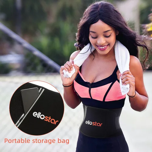 Miniatura 3 de ellostar Faja reductora de cintura para mujeres y hombres y banda de control de abdomen, moldeador de cuerpo, sauna, banda para el sudor Negro