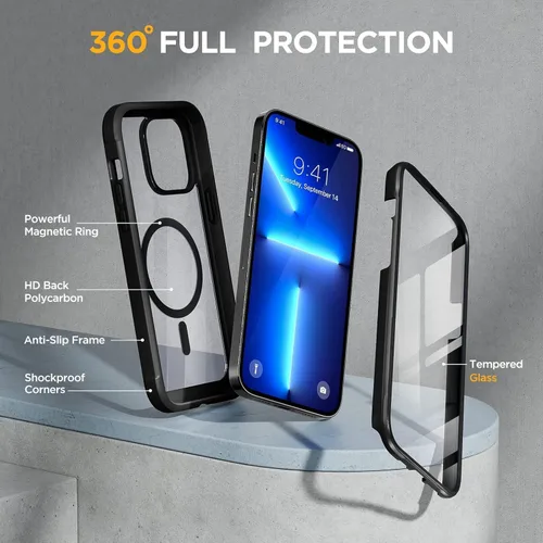 Miniatura 3 de Miracase - Funda magnética para iPhone 13 Pro de 6.1 pulgadas, compatible con MagSafe, protector de pantalla integrado, protección de cuerpo