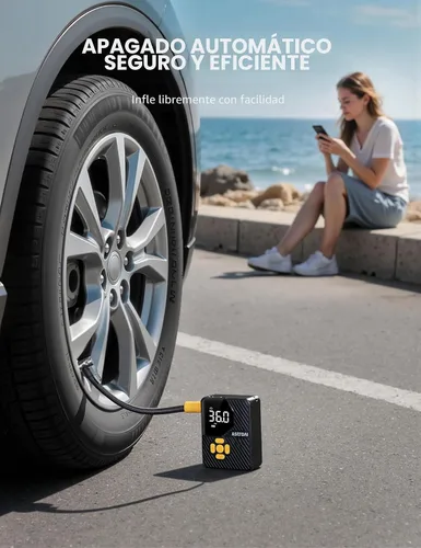 Miniatura 5 de AstroAI L7 Mini Inflador de Neumáticos Compresor de Aire Portátil, 150 PSI Bomba de Aire Inalámbrica para Neumáticos de Coche con Luces LED