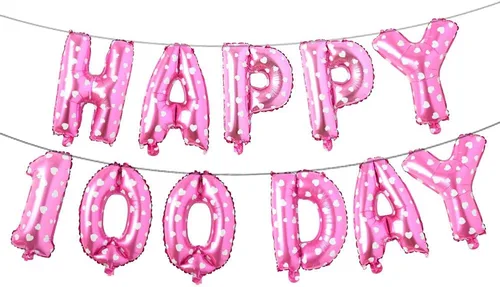 Miniatura 4 de Juego de globos de papel de aluminio con letras del alfabeto, pancarta de feliz 100 días, suministros de decoración para fiesta de cumpleaños (rojo)