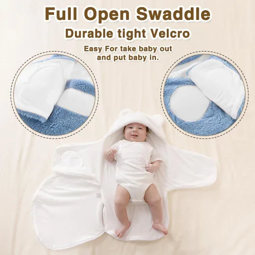 Miniatura 4 de AiWMGL Manta de Forro Polar para Bebé de Invierno 0-3 Meses Niños Niñas Envoltura Ajustable para Recién Nacido Suave y Cálida Saco de Dormir de Felpa