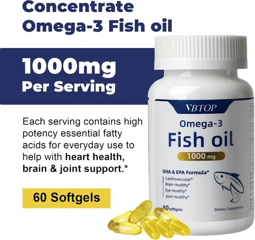 Miniatura 5 de Suplemento concentrado de aceite de pescado Omega 3 -1000 mg - con EPA 420mg y DHA 310mg - Apoya la salud del corazón, cerebro y articulaciones