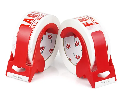 Miniatura 9 de BOMEI PACK Cinta frágil de 2 pulgadas x 330 pies (110 yardas), 2 rollos, mango de cinta frágil con cuidado para el envío con dispensador, cinta