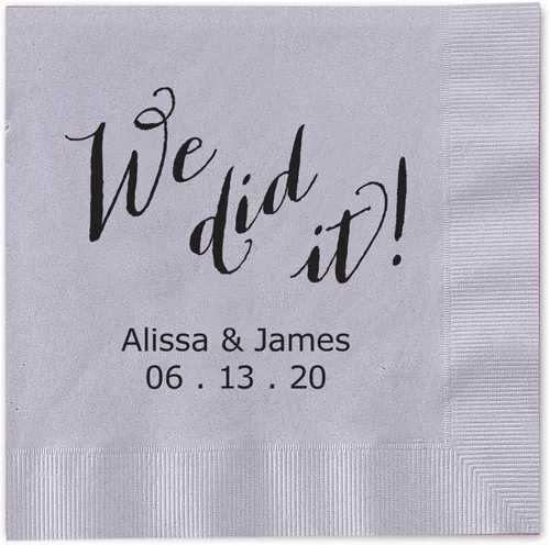 Miniatura 6 de We Did It - Servilletas de cóctel personalizadas, 100 servilletas negras de papel de 3 capas impresas en papel acuñado, plegadas de 4 3/4 x 4 3/4