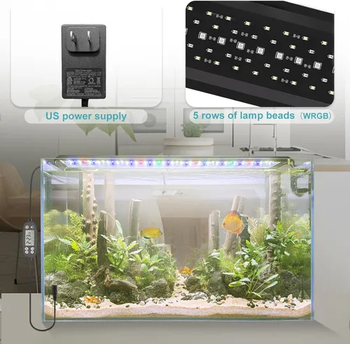 Miniatura 9 de Luz LED para acuario con encendido y apagado automático, luz de tanque de peces de espectro completo con monitor LCD, ciclo de iluminación 24/7