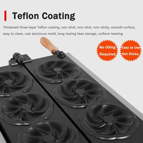 Miniatura 4 de Máquina de gofres eléctrica comercial, cuerpo de acero inoxidable, control de temperatura de 122.0-482.0 °F, temporizador, luces indicadoras