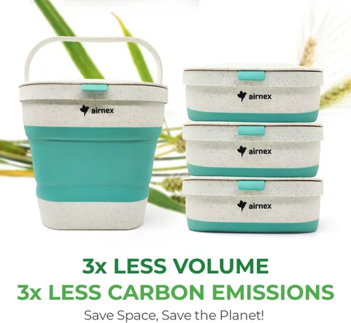 Miniatura 7 de AIRNEX Contenedor de Compost Pequeño Plegable con Tapa - Cubo de Compost de 1 Galón Caddy para Residuos de Alimentos Hecho de Paja de Trigo - Verde