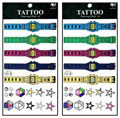 Miniatura 31 de Tatuajes de 2 hojas coloridas y hermosas flores de orquídea de jazmín rosa, temporales, tatuajes falsos de fantasía, moda para mujeres, pintura