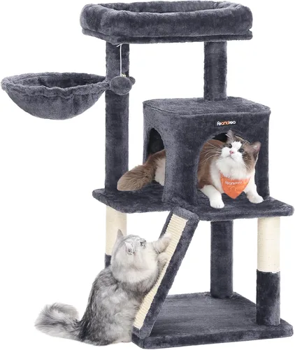 Miniatura 9 de FEANDREA Árbol para gatos con postes de rascar cubiertos de sisal; torre para gatos, condominio para gatos