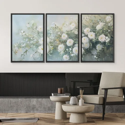 Miniatura 78 de SIGNWIN Impresión en Lienzo Enmarcado Arte de Pared Rosa Blanca Suave Floral Flores Delicadas en Floración Ilustraciones Modernas Bohemias Escénicas
