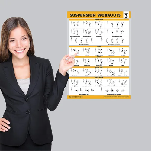 Miniatura 6 de Palace Learning Paquete de 4 pósteres de entrenamiento de suspensión volumen 1, 2 y 3 + tabla de ejercicios de peso corporal – Juego de 4 pósteres