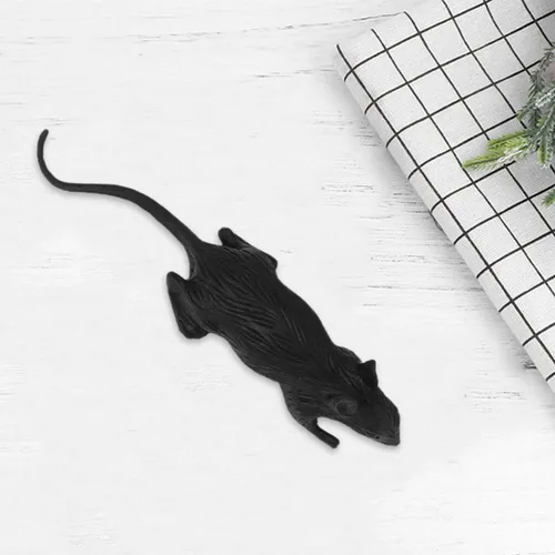 Miniatura 9 de Zerodeko 24Pcs Fake Rat Halloween Prop, Realistic Mouse Prank, Tricky Toys for Halloween Party, Loose-Packed Black PVC Simulation Animal Prank Prop