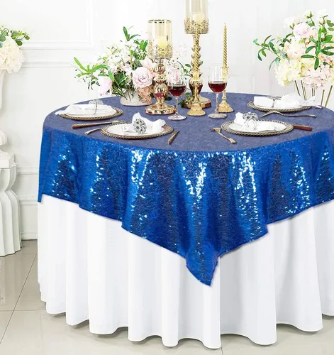 Miniatura 20 de ShinyBeauty Mantel de lentejuelas color azul bebé de 50 x 50 pulgadas, mantel cuadrado con purpurina azul claro, mantel de Acción de Gracias, 50 x