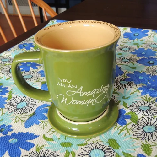 Miniatura 8 de Abbey Gift Juego de taza y posavasos de cerámica "Amazing Woman" Verde