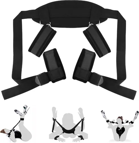 Miniatura 3 de Double Couple BDSMS Kit de restricciones para la cama juguetes sexuales correas de muñeca y pierna esposas para manos y tobillos restricciones