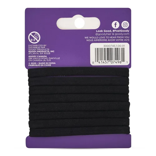Miniatura 3 de Goody Ouchless Elásticos para Cabello Sin Costuras, 8 Unidades, Negro, Sujeción Suave Sin Daños, Sin Enganches ni Tirones, Para Todas las Ocasiones