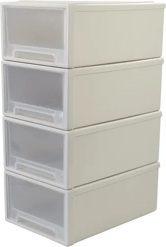Miniatura 6 de Paquete de 4 cajones apilables de almacenamiento, caja organizadora de 12 cuartos de galón
